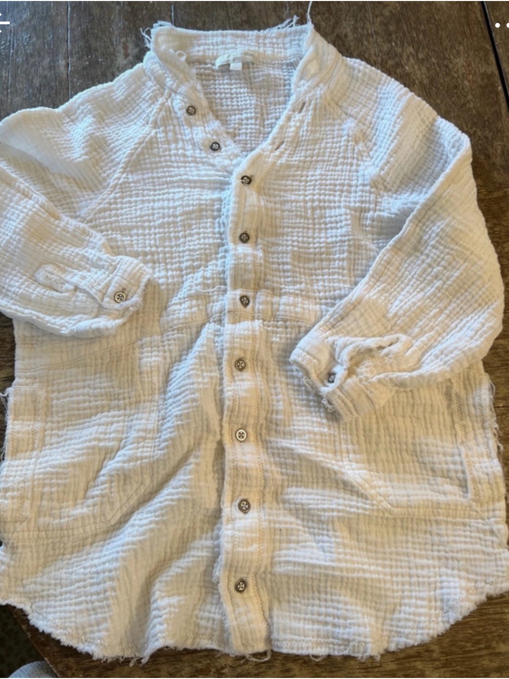 Button-Front White girls Gauze Shirt